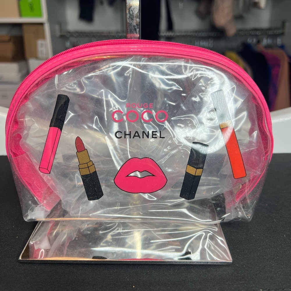 CHANEL Pink and Clear Cosmetic Bag